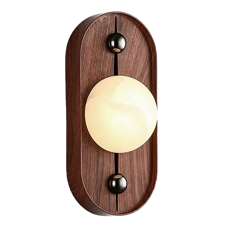 Настенный светильник овальный с деревянным основанием Wood Wall Lamp Коричневый Настенный светильник овальный с деревянным основанием Wood Wall Lamp Коричневый в Рязани | Loft Concept