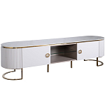 Тумба под телевизор белая овальная с мраморной столешницей Thoroughbass варинант исполнения - 1 | Loft Concept в Рязани