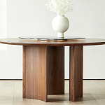 Стол обеденный круглый с двойной столешницей Walnut Wood Table варинант исполнения - 4 | Loft Concept в Рязани