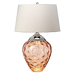 Настольная лампа с фактурным стеклянным основанием красного цвета с хромированной деталью у горловины и белым абажуром из искусственного шёлка Elstead Lighting варинант исполнения - 1 | Loft Concept в Рязани