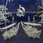 Картина ручная вышивка бисером Ночной пейзаж Night Boat Bay варинант исполнения - 4 | Loft Concept в Рязани