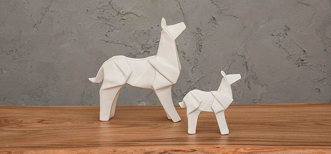 Фигурка в виде оригами керамическая белая собака White Dog Фигурка в виде оригами керамическая белая собака White Dog - Loft-Concept в Рязани