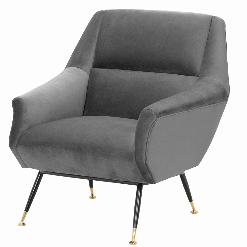 Кресло Eichholtz Chair Exile Grey Серый Латунь Черный Кресло Eichholtz Chair Exile Grey Серый Латунь Черный в Рязани | Loft Concept