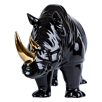 Статуэтка черный носорог с золотыми рогами Golden Horned Black Rhino варинант исполнения - 2 | Loft Concept в Рязани