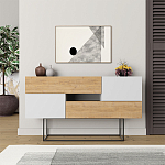 Комод c 2-мя белыми дверцами и 2-мя выдвижными ящиками цвета древесины EROS CONSOLE OAK WHITE варинант исполнения - 1 | Loft Concept в Рязани