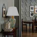 Настольная лампа бирюзовая с цветочным принтом Turquoise Flight варинант исполнения - 5 | Loft Concept в Рязани