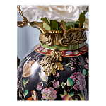 Ваза из фарфора черная с цветочной росписью и бронзовыми элементами Spring Garden варинант исполнения - 5 | Loft Concept в Рязани