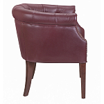 Кресло низкое из натуральной кожи на 4-х деревянных ножках из массива бука Chloe Leather Armchair vine варинант исполнения - 2 | Loft Concept в Рязани