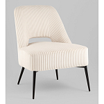 Кресло лаунж Бостон велюр рельефный молочный на черных ножках варинант исполнения - 1 | Loft Concept в Рязани