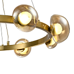 Люстра подвесная светодиодная с 9-ю круглыми плафонами коньячного цвета Iona Chandelier Brass  варинант исполнения - 3 | Loft Concept в Рязани