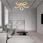 Потолочная люстра с 5-ю светодиодными лампами с золотистым каркасом Ring of Fire варинант исполнения - 1 | Loft Concept в Рязани