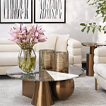 Дизайнерский журнальный стол с круглой столешницей на 3-х геометрических ножках Lehumod варинант исполнения - 3 | Loft Concept в Рязани