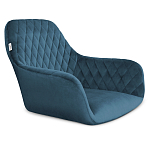 Барный стул со спинкой и подлокотниками на 4-х деревянных ножках Douglas Rhombus Синий Велюр варинант исполнения - 2 | Loft Concept в Рязани