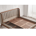 Кровать двуспальная с мягким изголовьем Moon Walnut Bed варинант исполнения - 9 | Loft Concept в Рязани