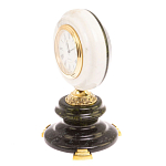 Часы настольные бронзовые из натуральных камней Мрамор и Змеевик Stone Clock варинант исполнения - 5 | Loft Concept в Рязани