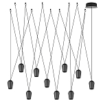 Подвесной светильник черными плафонами на длинных пересекающихся тросах Construction варинант исполнения - 7 | Loft Concept в Рязани