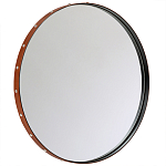 Зеркало овальное в металлической раме с кожаной отделкой Loft in Reflection варинант исполнения - 1 | Loft Concept в Рязани