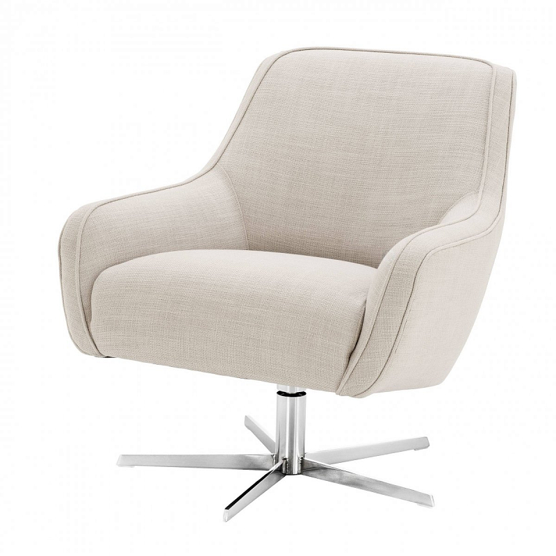 Кресло Eichholtz Swivel Chair Serena Natural Никель Молочный Кресло Eichholtz Swivel Chair Serena Natural Никель Молочный в Рязани | Loft Concept