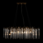 Люстра подвесная прямоугольная с бронзовыми акцентами и прозрачными стеклянными каплями Droplet Chandelier варинант исполнения - 2 | Loft Concept в Рязани