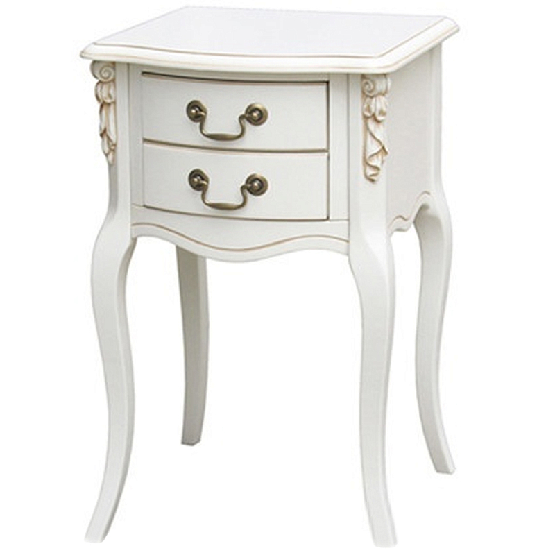 Прикроватная тумба в стиле прованс с 2-мя ящиками Paule Montmartre Provence Bedside Table Белый Орех Латунь Прикроватная тумба в стиле прованс с 2-мя ящиками Paule Montmartre Provence Bedside Table Белый Орех Латунь в Рязани | Loft Concept