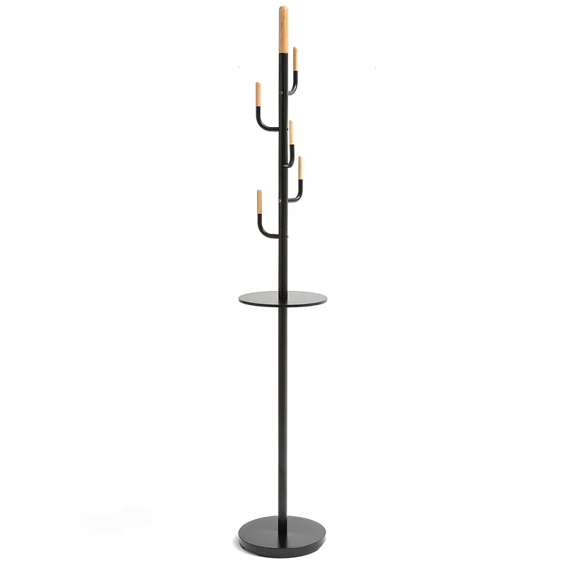 Напольная вешалка из металла и дерева Polly Floor Hanger Черный Древесина Напольная вешалка из металла и дерева Polly Floor Hanger Черный Древесина в Рязани | Loft Concept