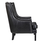Кресло из натуральной кожи на 4-х деревянных ножках из массива бука Daniel Leather Armchair black варинант исполнения - 2 | Loft Concept в Рязани
