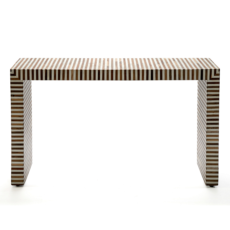 Консоль Дизайнерская Stripes Console Beige ivory ( слоновая кость ) Коричневый в Рязани | Loft Concept 