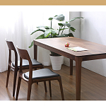 Стул деревянный с мягким сиденьем из черной натуральной кожи Moon Walnut Furniture варинант исполнения - 1 | Loft Concept в Рязани