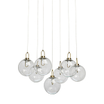 Люстра с 7-ю плафонами из прозрачного стекла в форме шара Orb Cascade  варинант исполнения - 1 | Loft Concept в Рязани