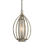 Подвесной светильник овальной формы с цилиндрическим плафоном в цвете сусальное серебро Kichler варинант исполнения - 1 | Loft Concept в Рязани