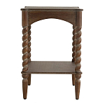 Приставной столик деревянный с резными ножками и нижней полкой Vintage Side Table Brown Wood варинант исполнения - 3 | Loft Concept в Рязани