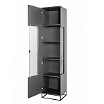 Шкаф-витрина цвета графит с полками и стеклянной дверью Strict Lines варинант исполнения - 3 | Loft Concept в Рязани