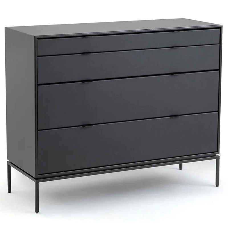 Комод из металла и кожи Guarin Chest of Drawers Черный Черный матовый Комод из металла и кожи Guarin Chest of Drawers Черный Черный матовый в Рязани | Loft Concept