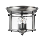 Потолочный светильник в форме фонаря с прозрачным цилиндрическим плафоном и тремя лампами в форме свечей Hinkley варинант исполнения - 1 | Loft Concept в Рязани