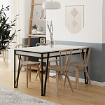 Стол обеденный с прямоугольной столешницей пыльного белого цвета на 4-х металлических ножках PAL ANCIENT WHITE варинант исполнения - 3 | Loft Concept в Рязани