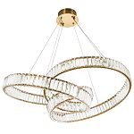 Подвесная люстра в виде изогнутых колец с хрустальным декором Ring Horizontal Oculus Gold Light Chandelier варинант исполнения - 3 | Loft Concept в Рязани