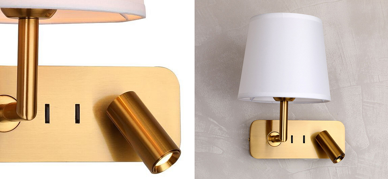Бра с абажуром Trumpet Lamp Brass 2 лампы Бра с абажуром Trumpet Lamp Brass 2 лампы - Loft-Concept в Рязани