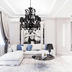 Люстра подвесная с плиссированными абажурами и множеством подвесок черного цвета Диаметр 62 см Lustre Reverie варинант исполнения - 4 | Loft Concept в Рязани