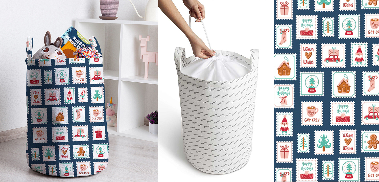 Корзина New Year Postage Stamps Basket Корзина New Year Postage Stamps Basket - Loft-Concept в Рязани