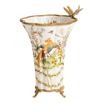 Ваза из фарфора с бронзовой стрекозой  Paradise Dragonfly варинант исполнения - 6 | Loft Concept в Рязани