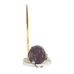 Часы настольные с шариковой металлической ручкой из натурального камня Stone Clock варинант исполнения - 3 | Loft Concept в Рязани