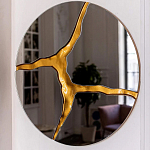 Зеркало кругле с декоративной золотой вставкой Golden Tree варинант исполнения - 4 | Loft Concept в Рязани