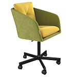 Стул с мягкой обивкой из велюра и подъемно-поворотным механизмом на колесиках Mason Green and Yellow варинант исполнения - 1 | Loft Concept в Рязани