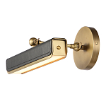 Светильник для картин цвет винтажная латунь с прямоугольным плафоном из кожи черного цвета Alora варинант исполнения - 4 | Loft Concept в Рязани