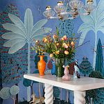 Обои ручная роспись Malwa Special Colourway on blue painted Xuan paper варинант исполнения - 1 | Loft Concept в Рязани