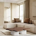 Дизайнерский журнальный стол с фигурной столешницей на белом основании Holarisex варинант исполнения - 1 | Loft Concept в Рязани