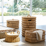 Плетеная корзина с крышкой из плетеного бананового дерева Zuwena Wicker Basket варинант исполнения - 6 | Loft Concept в Рязани