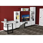 Стеллаж книжный белый с 3-мя открытыми полками и дверкой Strict Lines варинант исполнения - 6 | Loft Concept в Рязани