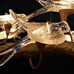 Люстра подвесная с прозрачными стеклянными птичками на ветвях Диаметр 80 см Serip Voa варинант исполнения - 10 | Loft Concept в Рязани