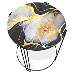 Стол журнальный круглый со столешницей из стекла Gold and Black Marble варинант исполнения - 2 | Loft Concept в Рязани